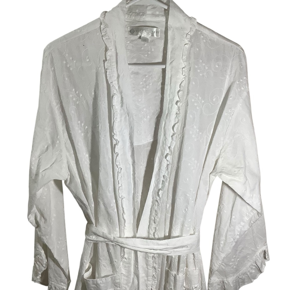 Eileen West Women’s White Embroidered Robe Vintage Y2K - Picture 2 of 10